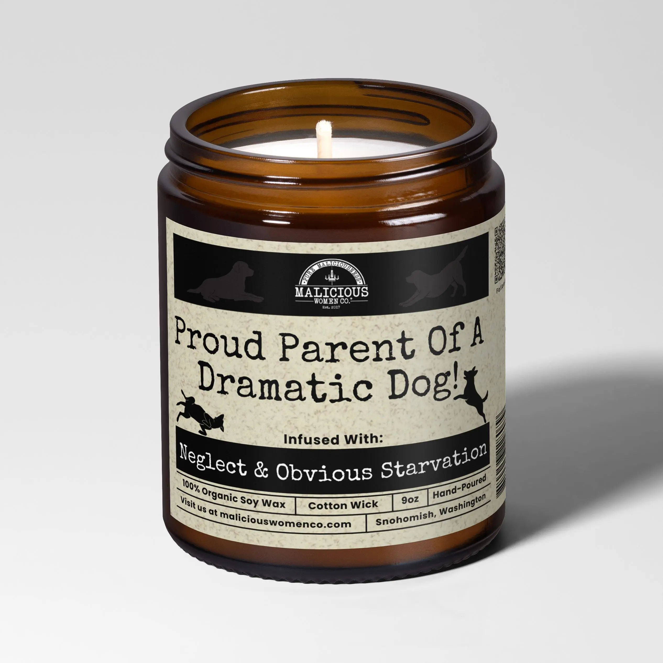 Proud Parent Of A Dramatic Dog 9oz Family Candle Malicious Women Co