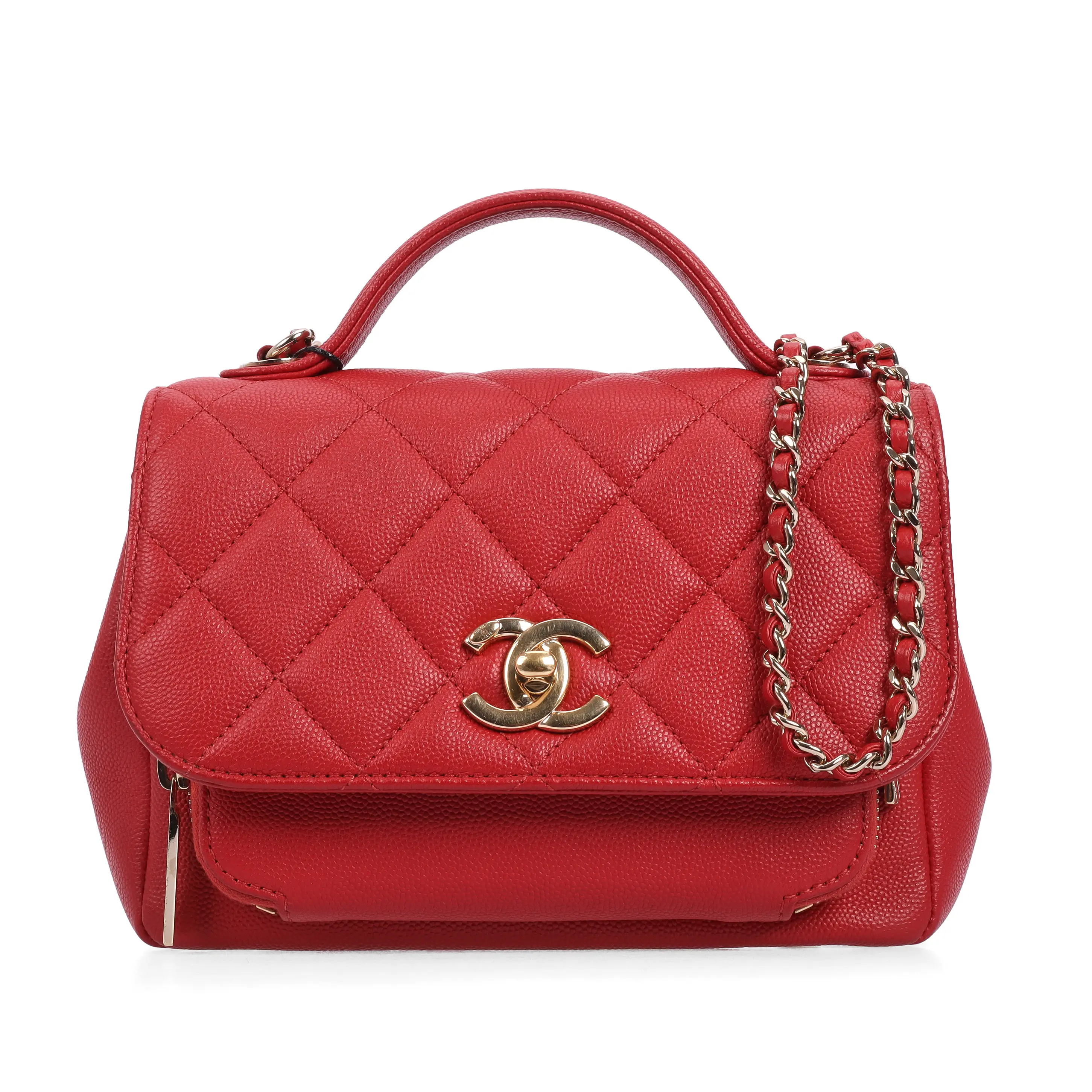 Pre-owned CHANEL Calfskin Crossbody Bags Red Caviar 77354893