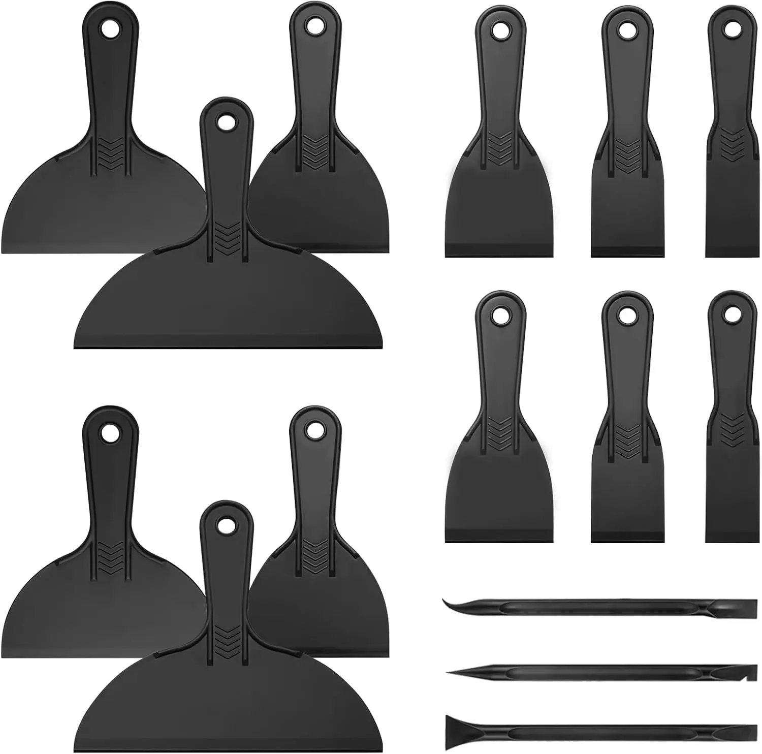 #tiktokshopsummersale 15 Pack Plastic Putty Knife Set - 12 Flexible Plastic Paint Scraper Tool and 3 Detail Scraper Tool for Spackling, Repairing Drywall, Removing Wallpaper, Applying Mud or Plaster#SummerVibes