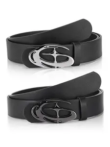 Punk Style Y2K Men's Belt, Fashion Street Punk Silver Color Buckle Jeans Waistband, Adjustable Casual Belt, Unisex Gift for Friends Birthday