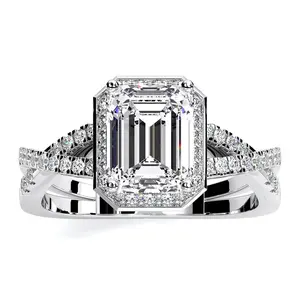 Moonflower - Emerald Moissanite Engagement Ring