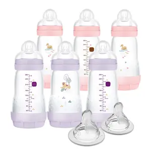 9oz Easy Start Anti-colic Bottles  Medium Flow With 2x Bonus Nipples (fast And Extra Fast Flow) Reduces Colic Gas & Reflux Easy-to-clean 2 Plus Months