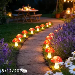 LED Mushroom Lawn Light, Outdoor Fairy Garden String Lights, Outdoor Pathway Lights, 8 Lighting Modes, Battery Powered, Perfect for Yard, Patio, Path, Party Decor