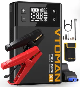 VTOMAN X1 Portable Jump Starter with Air Compressor, 2500A (8.5L Gas/6L Diesel Engines), 150PSI Digital Tire Inflator, Car Jumper Pack