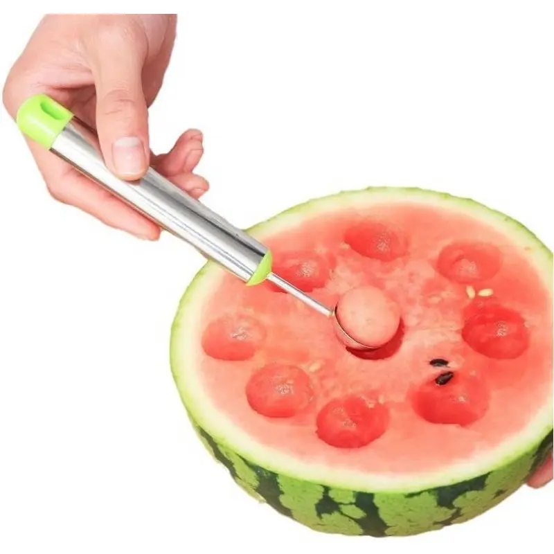 Stainless Steel Watermelon Scoop, Fruit Cutter, Ice Cream Scoop, Multi-purpose Long Handle Scoop, Baking Utensils, Kitchen Tools, Kitchen Gadgets 1pc