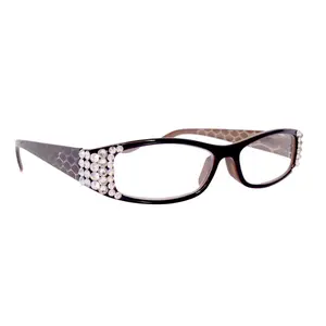 Lyon, (Bling) Reading Glasses w (Clear, AB Aurora Borealis) Genuine European Crystals(Dragon scale)  (Black, Brown) NY Fifth Avenue