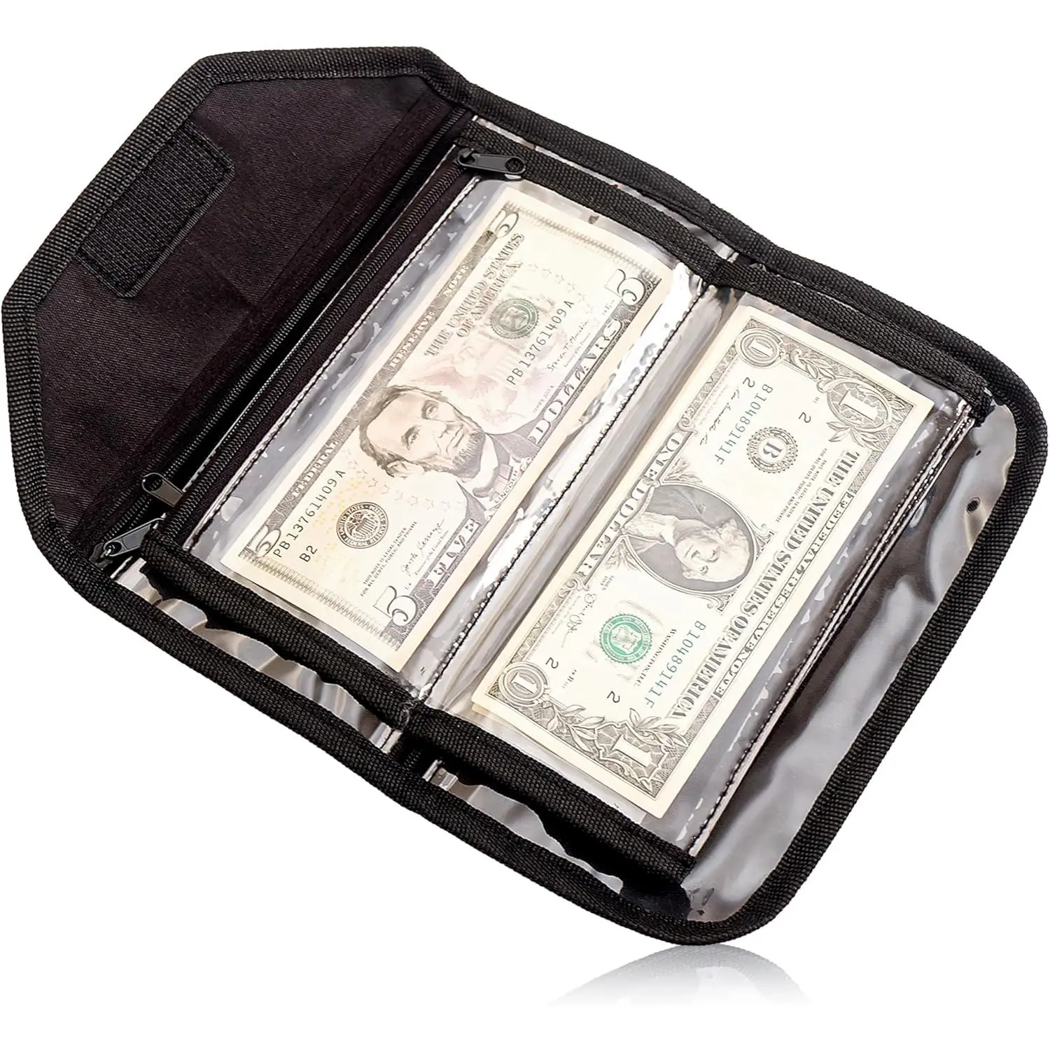 Organizer for ,  Wallet Organizer for , 6 Zippered Pocket Multipack Pouch,  Envelopes for ,  Organizer for Budgeting,  Savings Organizer (Black)