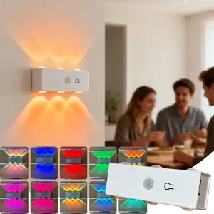 USB Rechargeable LED Motion Sensor Wall Light, Modern 6 Head Cat Eye Spotlight, Adjustable Ambiance, RGB Gradient Lighting, Living Room Bedroom Stairs Hallway Entrance