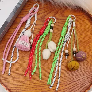 Cute Cartoon Floral Felt Doll Bag Charms, Adorable Mini Plush Pom-pom Keychain for Teens Couples, Handmade Woven Rope Backpack Pendant, Lovely Aesthetic Accessory for Daily School Travel Outfits