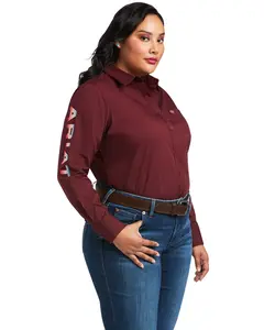 Ariat Women's Women'S Team Kirby Stretch Zinfandel Long Sleeve Button Shirt - 10039458-Plus