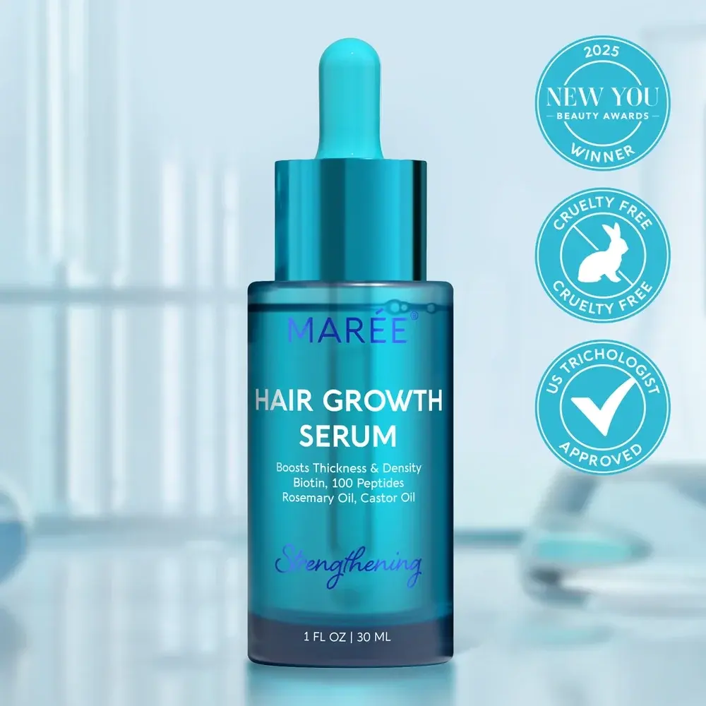 Hair Growth Serum MARÉE – Caffeine, Peptides & Rosemary Oil – Supports Fuller, Stronger-Looking Hair – Lightweight Scalp Serum – 30 ml