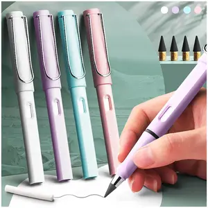 6 Pcs Eternal inkless Macaron Pencil, with 6 erasers and 40 replacement tips, reusable permanent writing pencils, suitable for writing, painting, home office supplies