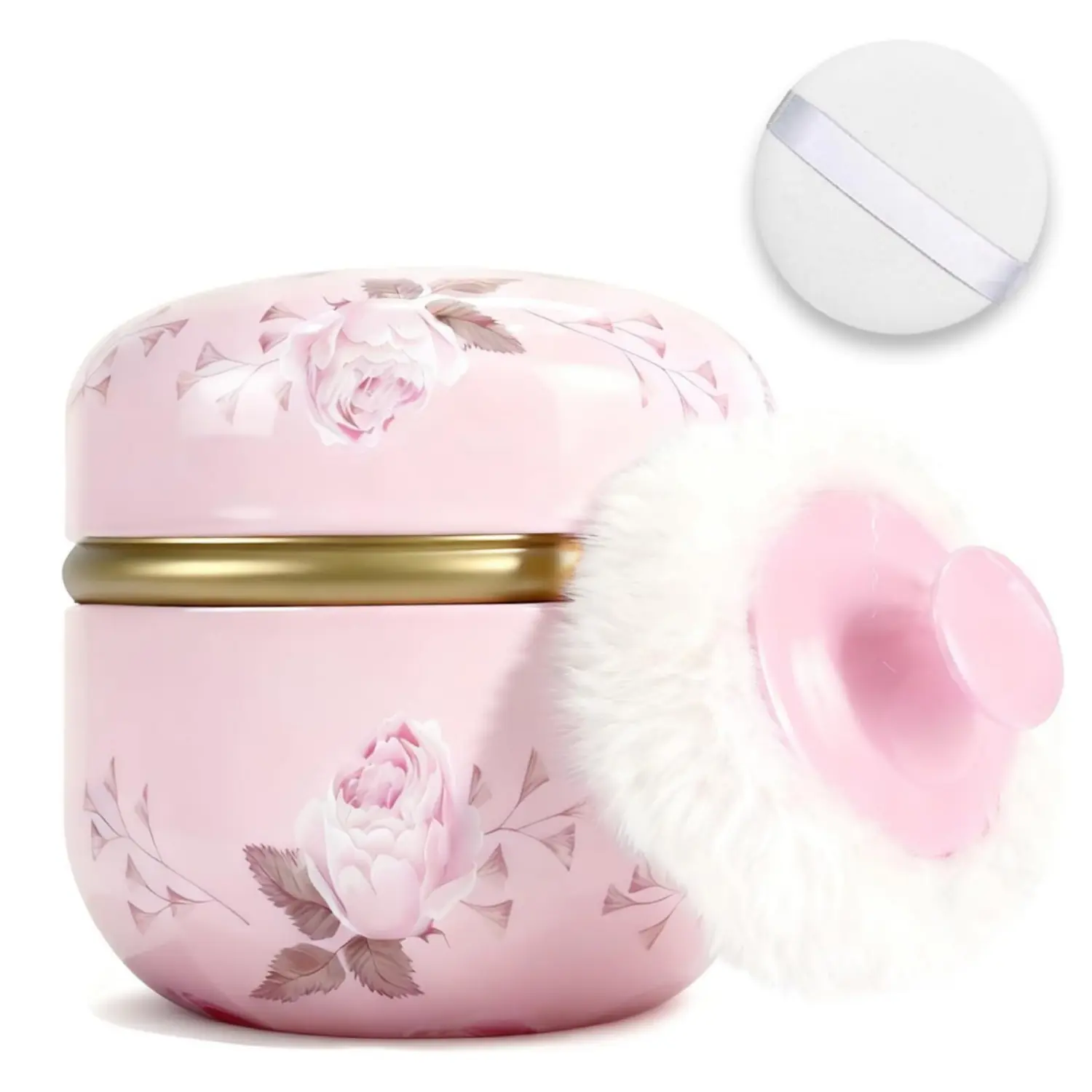 3.15inch Body Powder Puff and Container for Dusting Powder, Women Powder Puff and Powder Case for Bath and Travel (Romantic Flowers) - Home Improvement.