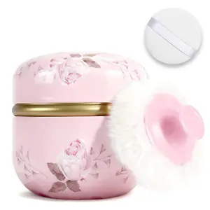3.15inch Body Powder Puff and Container for Dusting Powder, Women Powder Puff and Powder Case for Bath and Travel (Romantic Flowers) - Home Improvement.