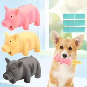 Durable Latex Pig Squeaky Dog Toy, Interactive Grr Sound, Food Grade Non-Toxic, Available in Three Colors, for Small Medium Large Dogs