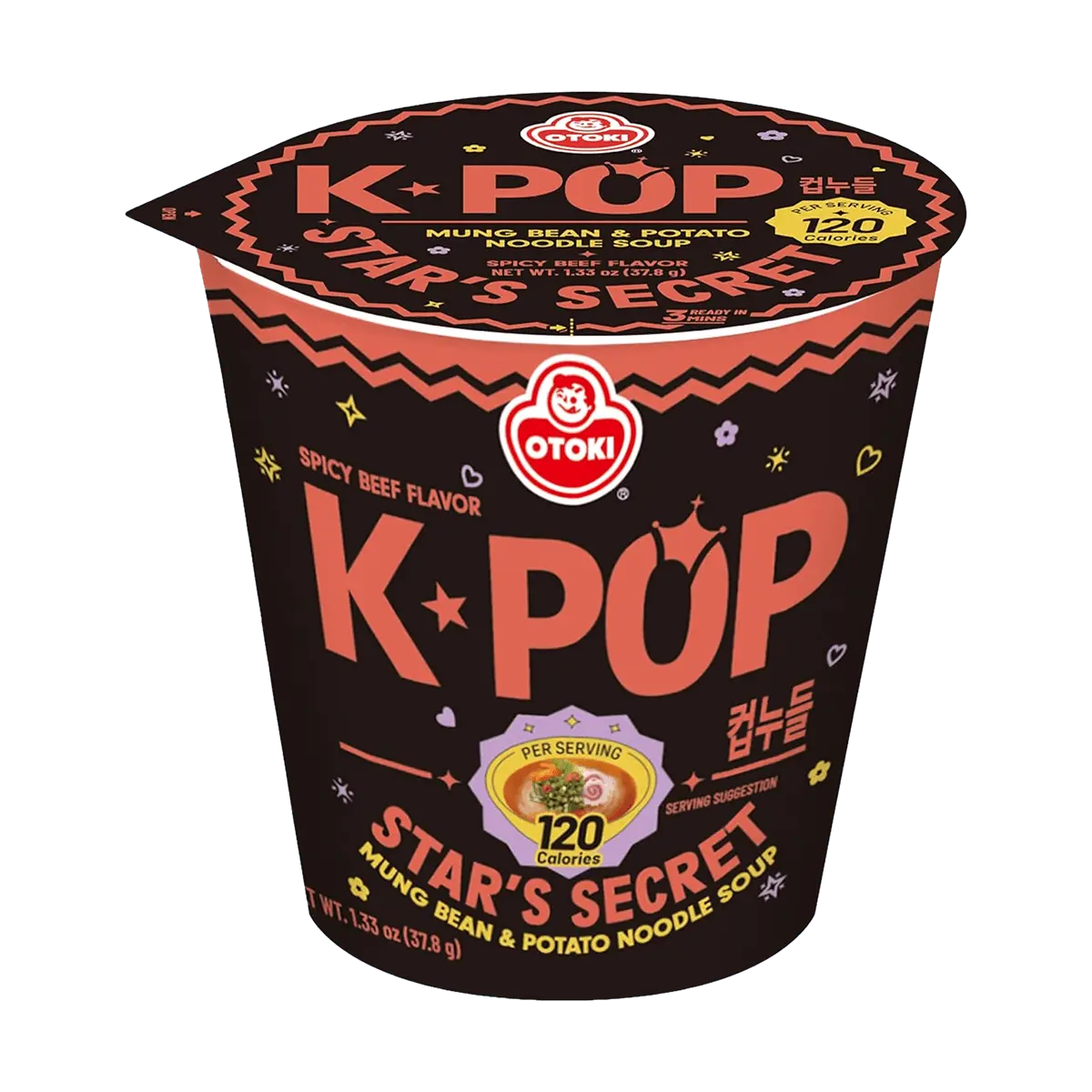 Ottogi Korean Spicy Beef Glass Noodles Low Calorie 120Kcal - Non-Fried Mung Bean Potato Starch K-Pop Star Secret Meal