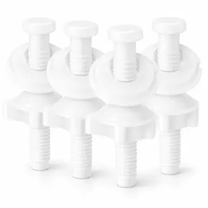 4 Pcs Toilet Seat Screws, Including Plastic Bolts, Nuts and Washers, Durable Toilet Lid Bolts Replacement Kit to Fix Loose Top, Sleek 3-in-1 Fasteners Floor Bolts & Washer Sets