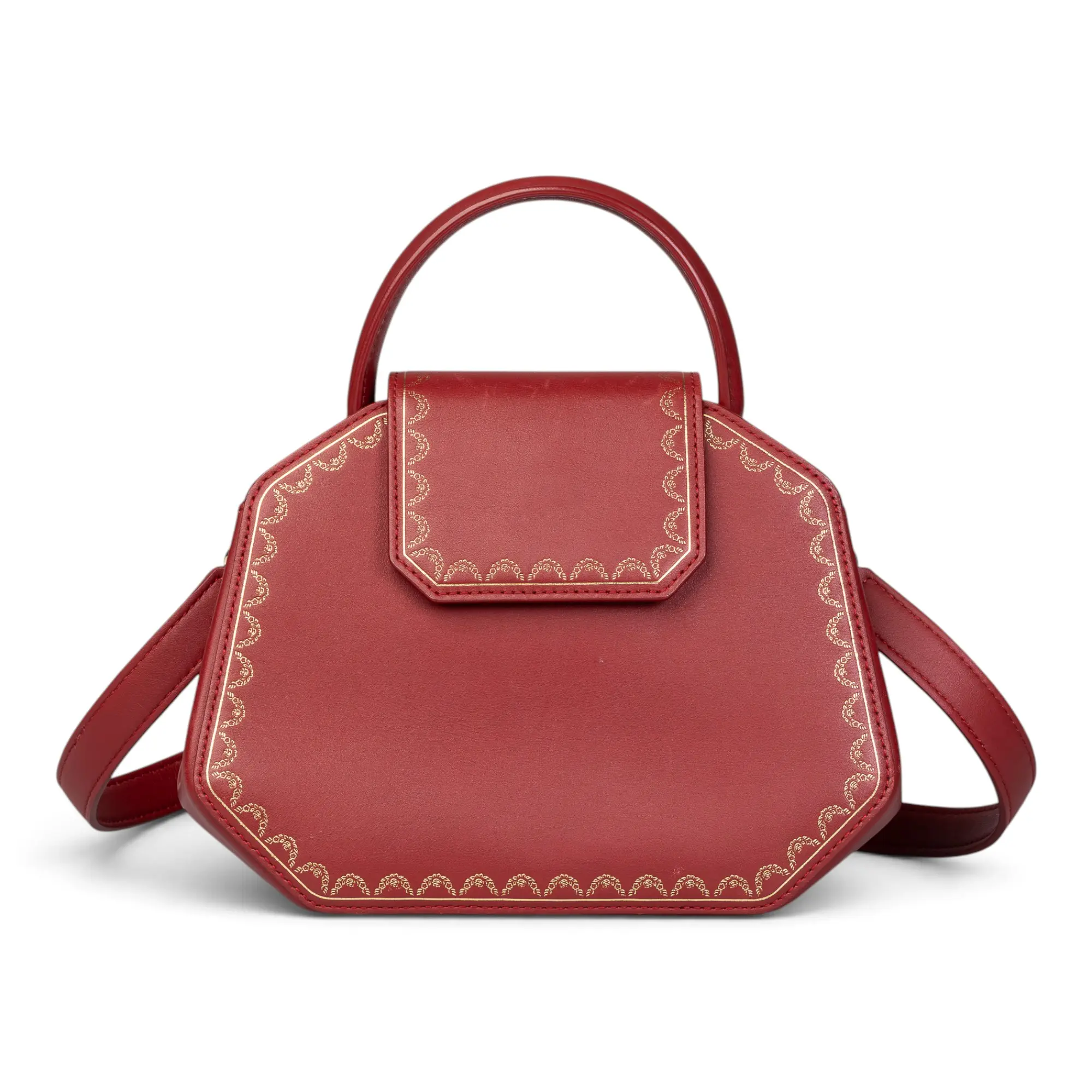 Pre-owned Cartier Leather Shoulder bags Top Handle Red IB26070164