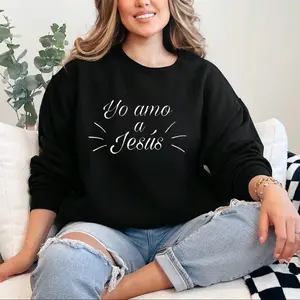 Yo Amo a Jesus Sweater, Cute Christian Sweater, Jerzees Sweater, Custom Spanish Sweater,Sweatshirts Tops Women Crewneck Comfort Womenswear