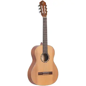 Ortega Guitars 6 String Family Series 3/4 Size Nylon Classical Guitar w/Bag, Right-Handed, Cedar Top-Natural-Satin, (R122-3/4)