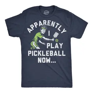 Mens Funny T Shirts Apparently I Play Pickleball Now Sarcastic Pickle Ball Graphic Novelty Tee For Men Mens Funny T Shirts Cool Vintage Fashion T-Shirt Gift Classic Menswear Funny Pickle Ball Short Sleeve Navy -