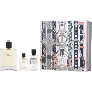 Terre D'hermes Set-Edt Spray 3.3 Oz & Aftershave Balm 1.35 Oz & Edt Spray 0.42 Oz Mini For Men