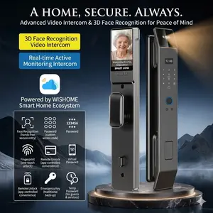 Smart Face Recognition Door Lock with Video Intercom, Biometric Fingerprint and Keypad, Works with Wishome App, 6068 Mortise