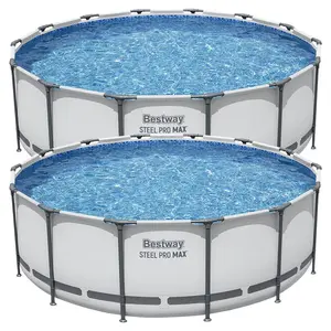 Bestway Steel Pro MAX 14'x48" Round Above Ground Pool with Pump & Cover, 2 Pack