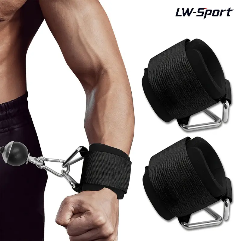 1Pc/2Pcs Padded Neoprene Cable Machine Wrist Straps with Metal D-Rings, Gym Fitness Strength Training Accessories for Men & Women (Ideal for Tricep Pushdowns, Lateral Raises)