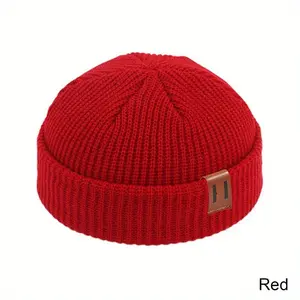 1PC Men Women Fashion Winter Knitted Beanie Hat Unisex Skullies Cap Hip-hop Cuffed Short Cap Bonnet Warm Ribbed Fisherman Docker Hats