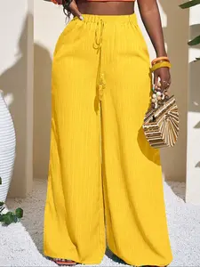 Women's Casual Fashion Wide Leg Pants, Geometric Pattern, Perfect for Music Festivals, Vacation, Business Casual Wear