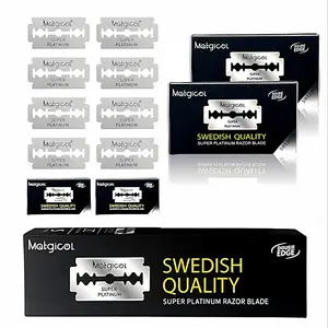 Super Platinum Stainless Steel Razor Blades, 10 Packs (100 Pieces), Dual Edge Safety Razors, Smooth Shaving Experience, Any Application Area