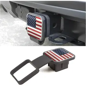 2 Inch Trailer Hitch Cover, American Flag Tube Plug Insert Cap Fit for 2" Receivers, Car Exterior Accessories, US Patriotic Tow Hitch Cover for Most Vehicles, SUV, RV, Pickup