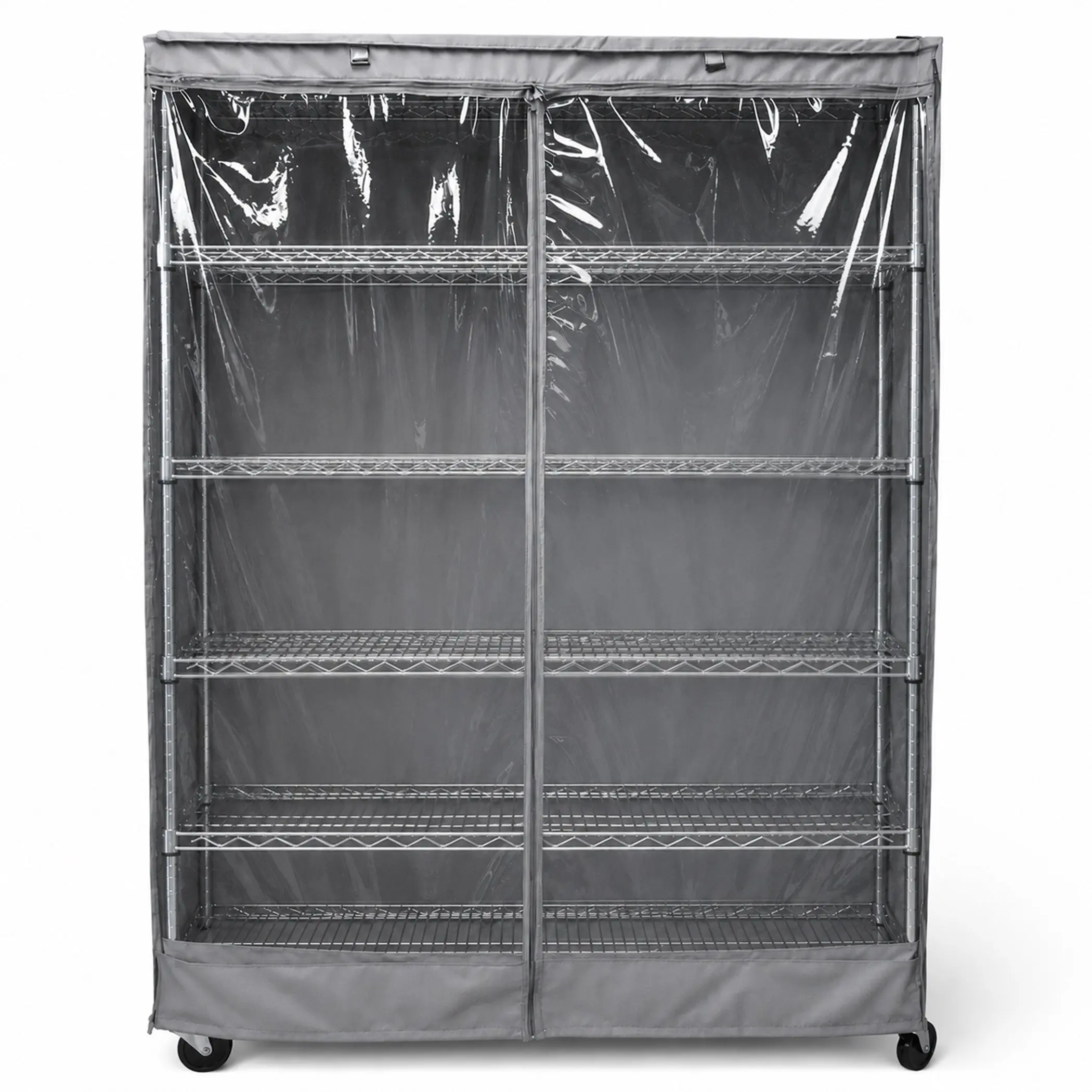 Wire Shelving Cover 36"Wx14"Dx54"H: One Side See-Through, Grey