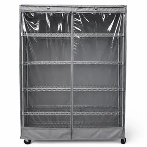 Wire Shelving Cover 36"Wx14"Dx54"H: One Side See-Through, Grey