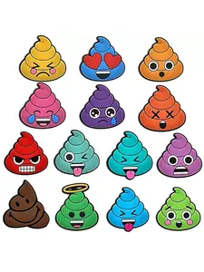 14pcs Funny Poop Cartoon Shoe Charms For Bubble Slides Clogs Sandals,PVC Shoe Decorations Accessories Buckle For Christmas Birthday Gifts