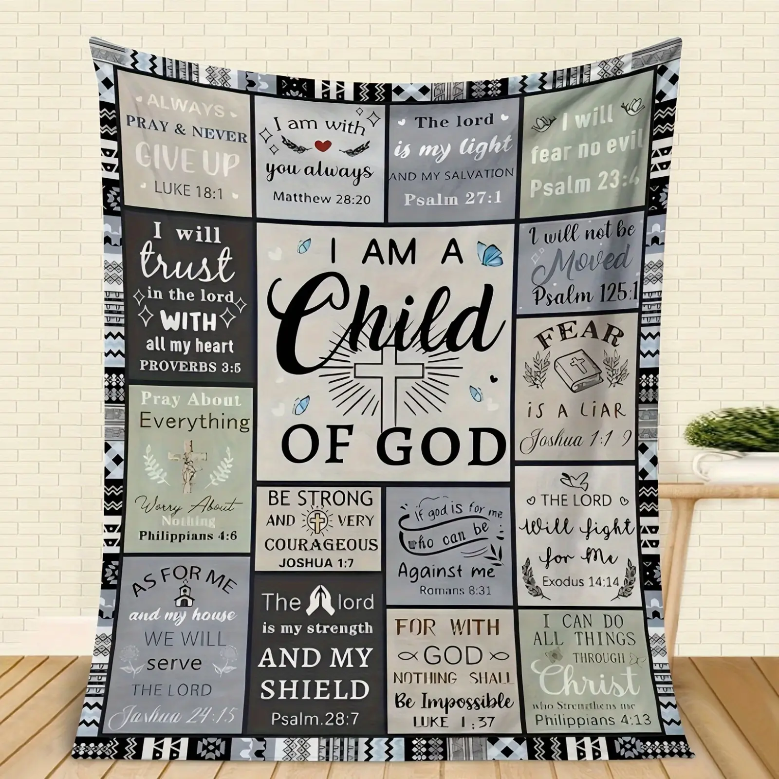 Faith-Inspired Digital Print Flannel Throw Blanket - Versatile for Couch, Bed, Travel & Gifts - Machine Washable, All-Season Comfort