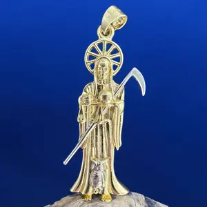 SANTA MUERTE PENDANT IN 10K MEXICAN GOLD