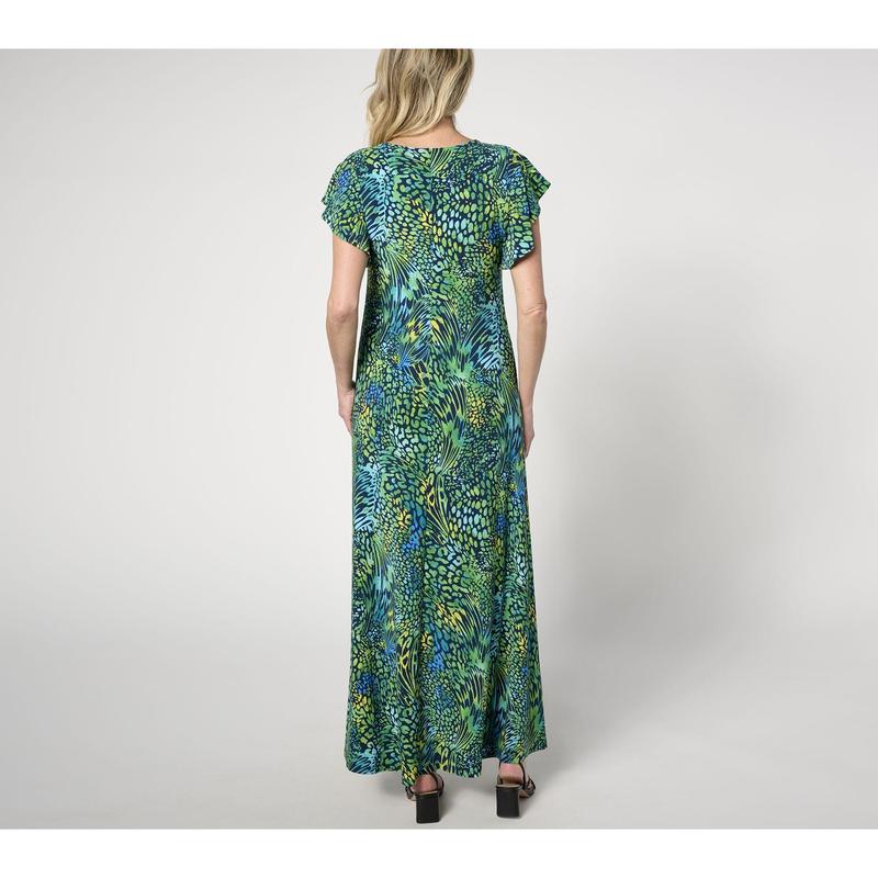 Attitudes by Renee Regular Como Jersey Lace Up Front Maxi Dress