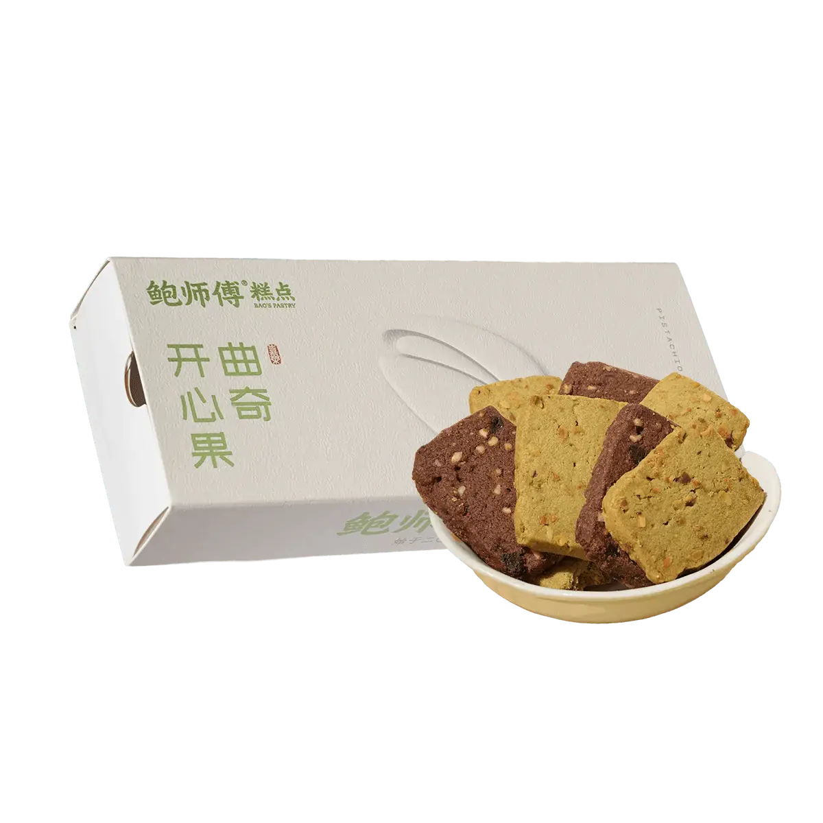 BAO'S PASTRY Pistachio Cookies Gift Box 4.2 oz - Large Nut Pieces, Crispy Buttery Shortbread, Dessert Gift