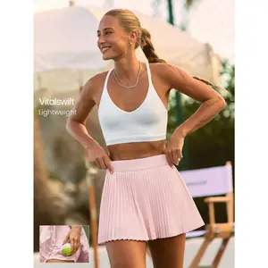 GLOWMODE Swing And Shine Lightweight Sweat-Wicking Quick-Dry UPF 50+ Odor Control Built-In Shorts Side Pockets Pleated Tennis Skirt Golf Pickleball Daily Casual Wear
