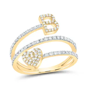 3/8Ctw-Nat Dia Nk Gift Initial "B" Heart Ladies Ring (2.78 grams)
