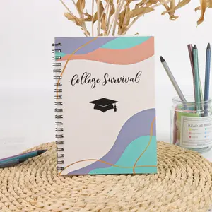 College Survival Spiral-Bound Gift Card Book – Abstract Design with Graduation Cap Icon, Cash & Gift Card Holder Notebook, Planner Notebook, Perfect Graduation & Back-to-School Gift for College Students, Ideal for Organizing Gift Car