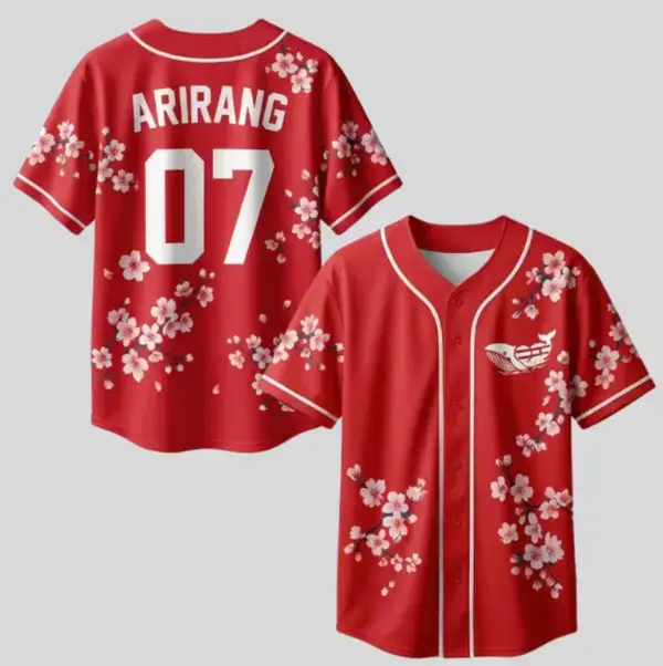 ARIRANG World Tour Baseball Jersey 2026  Korean Cherry Blossom Concert Shirt, Kpop Fan Merch, Sports Jersey, Streetwear Outfit & Music Gift