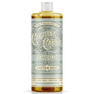Carolina Castile Soap Sage Lime 1050g Vegan Organic Herbal Cleanser with Cocoa Butter & Kukui Nut Oil Made in USA