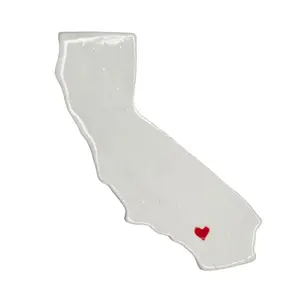 Palm Springs Ceramic Magnet - Handmade Desert California Souvenir with Red Heart Design