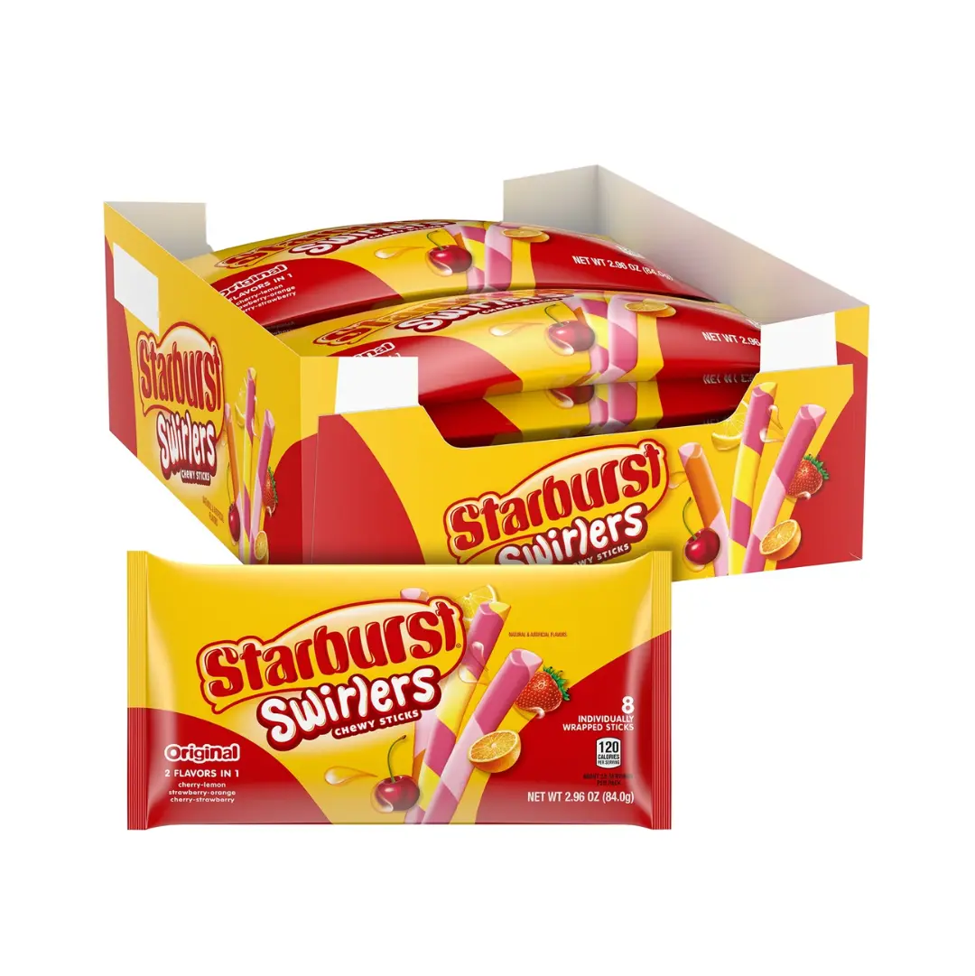 Starburst Swirlers Chewy Sticks Candies - Original Flavor, 10-Count, 2.96 oz Packs, Sweet Snack