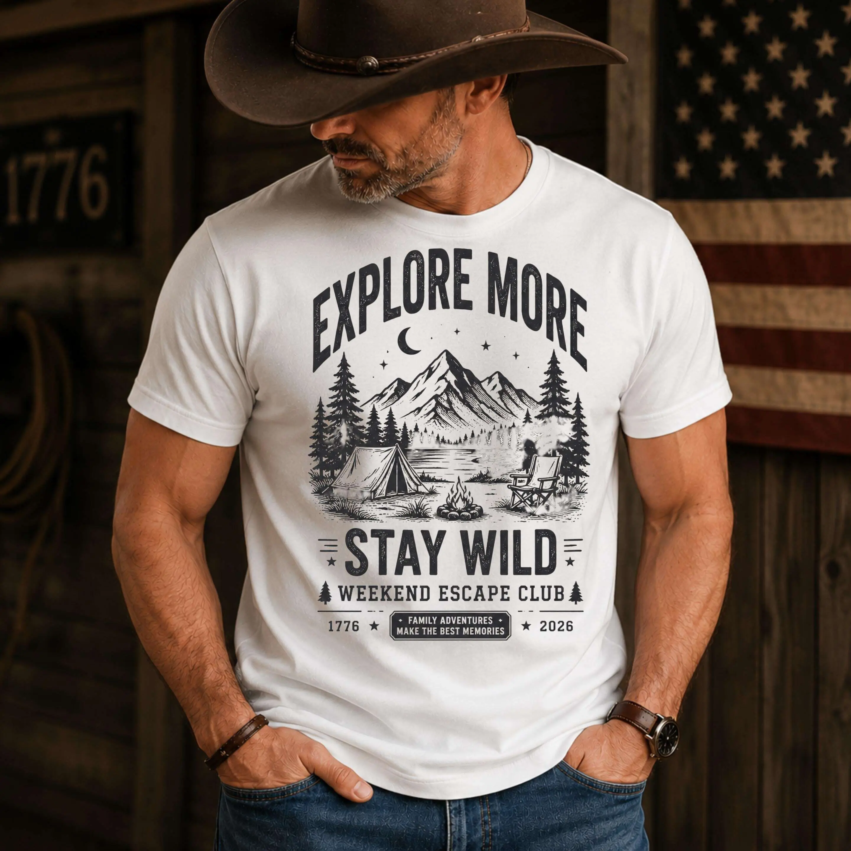 Camping Shirt Explore More Stay Wild Tee, Family Camping Shirt, Outdoor Adventure Shirt, Hiking Gift, Weekend Escape Club Tee