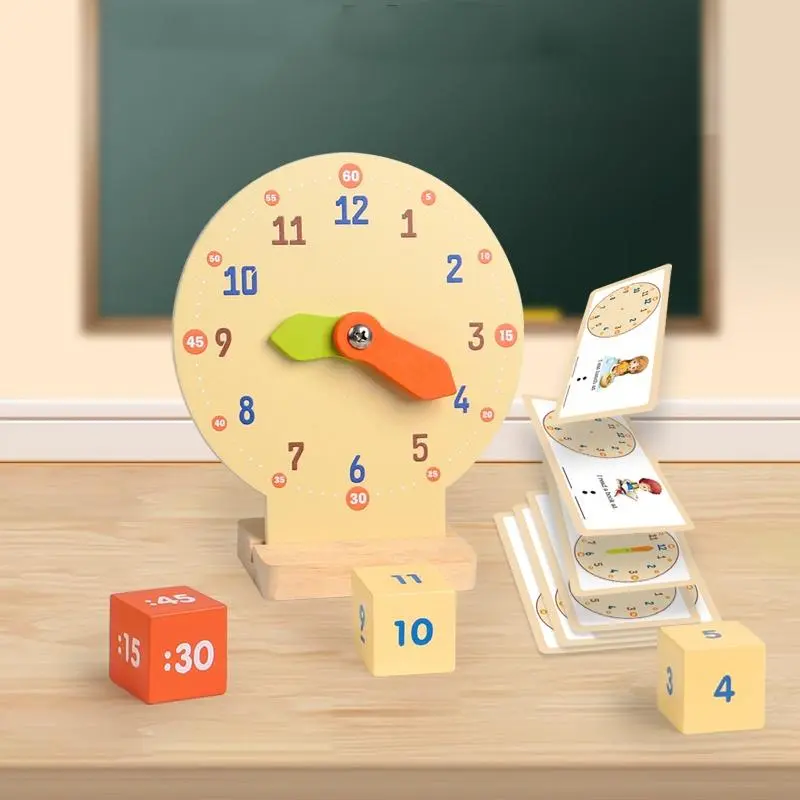Activity Box With Clock Wooden Clock Learning Set in Colorful Box, Realistic Teaching Aids for ...