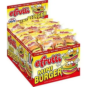 Efrutti Gummy Burgers 60 ct. - Sweet and Soft Gummy Candy with Assorted Fruit Flavor in Burger Shape - 60 Count Pack Snack Bonbon